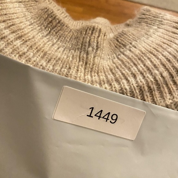 Knox Rose Sweater Womens Large Oatmeal Mock Neck Ribbed Yoke Wool Blend Pullover - Picture 9 of 9